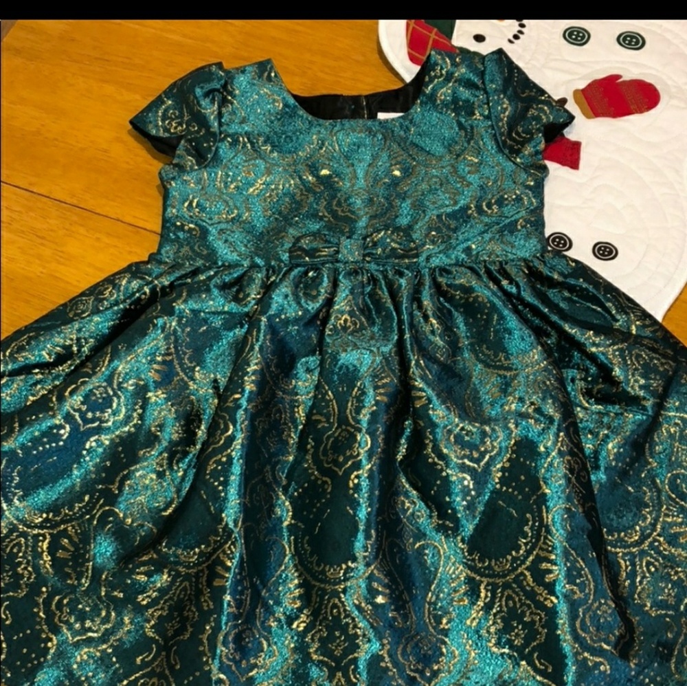 Stunning emerald and gold holiday dress EUC